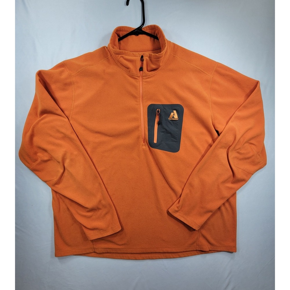 Eddie Bauer Jacket Men 2XL Orange First Ascent Polartec Fleece 1/2 Zip Pullover